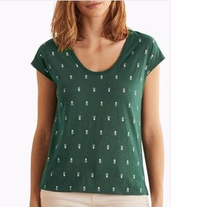 New! Boden Fun Coral Print Cotton Graphic Tee M Medium PALM LEAF PINEAPPLE NWT